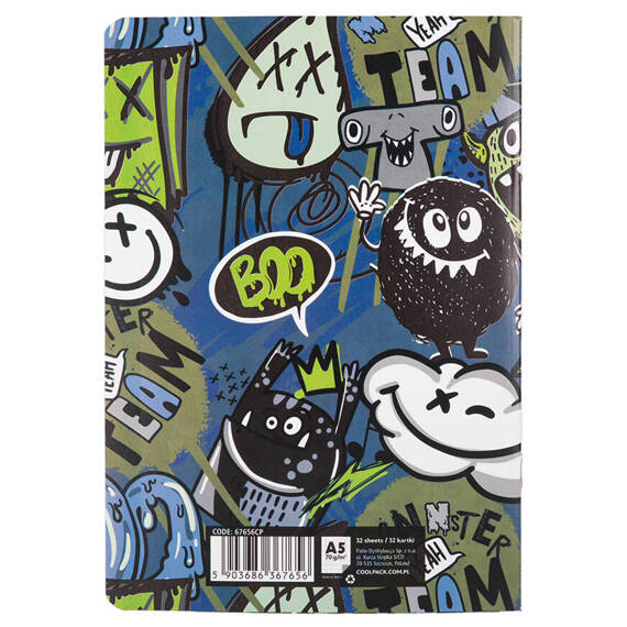 Zeszyt A5 32 kartkowy w kratkę Coolpack Monster Team 67656CP