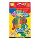 Kredki ołówkowe Jumbo 6 kolorów naturalne drewno + temperówka Colorino Kids 33121PTR